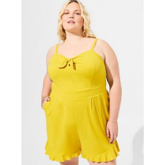 Torrid Challis Tie-Front Romper Sz 3 - Picture 4 of 5